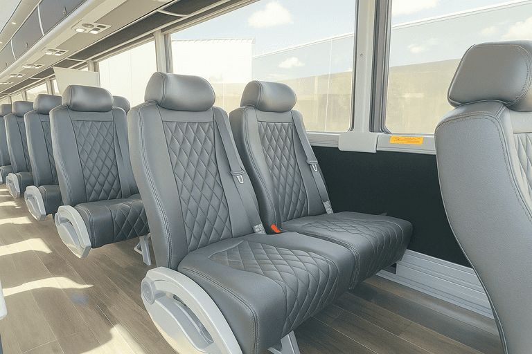 interior of Coach Bus Oklahoma City charter bus